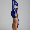 Μίνι φόρεμα Nasira Cut Out Metallic Jersey σε ηλεκτρικό μπλε