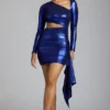 Μίνι φόρεμα Nasira Cut Out Metallic Jersey σε ηλεκτρικό μπλε