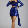 Μίνι φόρεμα Nasira Cut Out Metallic Jersey σε ηλεκτρικό μπλε