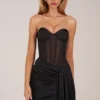 Μίνι φόρεμα Norah Bandeau Lace-Up Corset σε μαύρο χρώμα Μίνι φόρεμα Norah Bandeau Lace-Up Corset σε μαύρο χρώμα