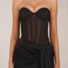 Μίνι φόρεμα Norah Bandeau Lace-Up Corset σε μαύρο χρώμα Μίνι φόρεμα Norah Bandeau Lace-Up Corset σε μαύρο χρώμα