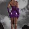 Μίνι Φορέμα Pandora Cut Out Vinyl Corset σε μωβ χρώμα