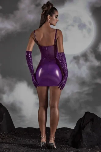 Μίνι Φορέμα Pandora Cut Out Vinyl Corset σε μωβ χρώμα