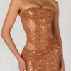 Μίνι φόρεμα Rania με διακοσμητικά cut-out σε χρώμα μπρονζέ Μίνι φόρεμα Rania με διακοσμητικά cut-out σε χρώμα μπρονζέ