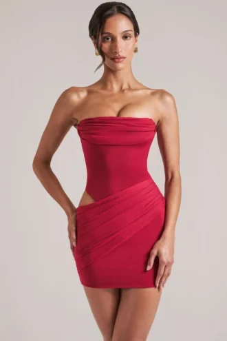 Μίνι φόρεμα Veda Bandeau Bodycon σε χρώμα κερασί