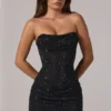 Μίνι φόρεμα Zara με διακοσμημένο bandeau και καπάκι στη μέση σε μαύρο χρώμα Μίνι φόρεμα Zara με διακοσμημένο bandeau και καπάκι στη μέση σε μαύρο χρώμα