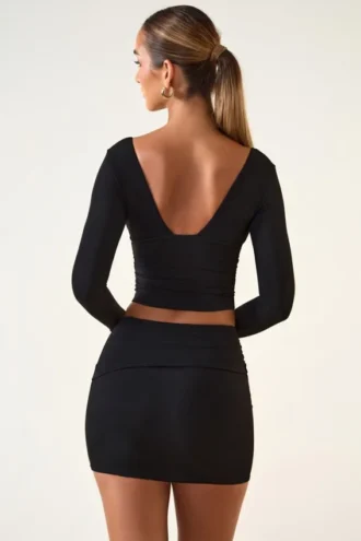 Μίνι φούστα Aliz Modal Twist-Front Mid-Rise σε μαύρο χρώμα
