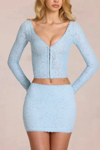 Μίνι φούστα Elowise Lace σε χρώμα Powder Blue