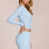 Odelia Lace Plunge Cardigan σε Powder Blue Odelia Lace Plunge Cardigan σε Powder Blue