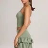 Μίνι φούστα-σορτς Azaria Modal Ruffle με βολάν σε χρώμα Sage Green Μίνι φούστα-σορτς Azaria Modal Ruffle με βολάν σε χρώμα Sage Green