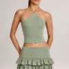 Μίνι φούστα-σορτς Azaria Modal Ruffle με βολάν σε χρώμα Sage Green Μίνι φούστα-σορτς Azaria Modal Ruffle με βολάν σε χρώμα Sage Green
