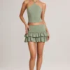 Μίνι φούστα-σορτς Azaria Modal Ruffle με βολάν σε χρώμα Sage Green Μίνι φούστα-σορτς Azaria Modal Ruffle με βολάν σε χρώμα Sage Green