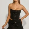 Μίνι φούστα Sybil με διακοσμητικά στοιχεία και πτυχωτό σχέδιο, μεσαίου ύψους, σε μαύρο χρώμα Μίνι φούστα Sybil με διακοσμητικά στοιχεία και πτυχωτό σχέδιο, μεσαίου ύψους, σε μαύρο χρώμα