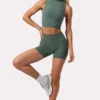 Μίνι σορτς Soft Active με ψηλή μέση σε χρώμα χακί Μίνι σορτς Soft Active με ψηλή μέση σε χρώμα χακί