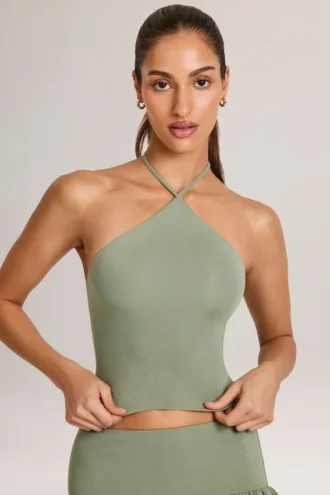 Μπλούζα Aviora Modal με λαιμόκοψη σε χρώμα Sage Green