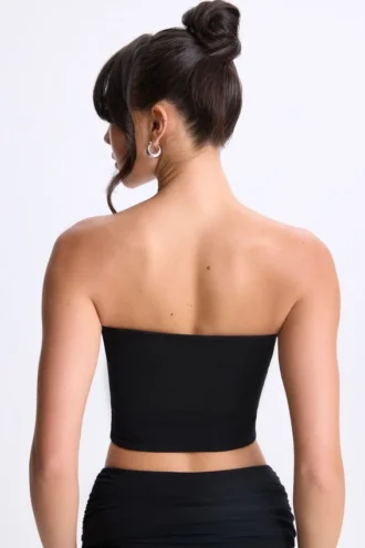 Μπλούζα bandeau Edie Modal Twist-Front σε μαύρο χρώμα