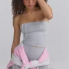 Μπλούζα Bandeau Soft Active με λεπτομέρειες σε αντίθεση, σε γκρι χρώμα