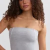 Μπλούζα Bandeau Soft Active με λεπτομέρειες σε αντίθεση, σε γκρι χρώμα