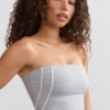 Μπλούζα Bandeau Soft Active με λεπτομέρειες σε αντίθεση, σε γκρι χρώμα