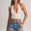 Μπλούζα Drew Modal με λαιμόκοψη halter σε λευκό χρώμα