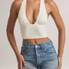Μπλούζα Drew Modal με λαιμόκοψη halter σε λευκό χρώμα