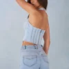 Μπλούζα Lotta Halterneck Denim Corset Style σε ανοιχτό χρώμα τζιν Μπλούζα Lotta Halterneck Denim Corset Style σε ανοιχτό χρώμα τζιν