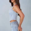 Μπλούζα Lotta Halterneck Denim Corset Style σε ανοιχτό χρώμα τζιν Μπλούζα Lotta Halterneck Denim Corset Style σε ανοιχτό χρώμα τζιν