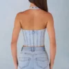 Μπλούζα Lotta Halterneck Denim Corset Style σε ανοιχτό χρώμα τζιν Μπλούζα Lotta Halterneck Denim Corset Style σε ανοιχτό χρώμα τζιν