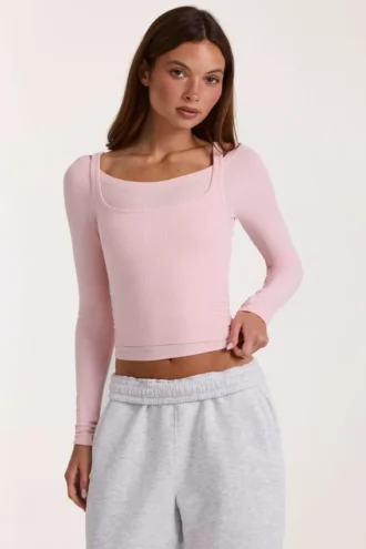 Μπλούζα με στρώσεις από Modal  σε χρώμα Blush Marl