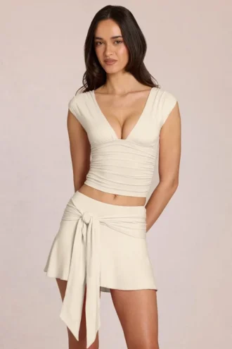 Μπλούζα Nalia Modal Plunge σε χρώμα Ivory