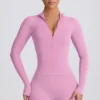 Μπουφάν Soft Active με φερμουάρ σε χρώμα Dusty Pink Μπουφάν Soft Active με φερμουάρ σε χρώμα Dusty Pink