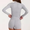 Μπουφάν Soft Active με φερμουάρ σε γκρι μάρλ Μπουφάν Soft Active με φερμουάρ σε γκρι μάρλ