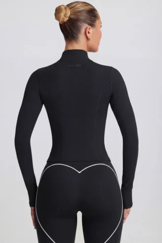 Μπουφάν Soft Active με φερμουάρ σε μαύρο χρώμα