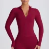 Μπουφάν Soft Active με φερμουάρ σε μπορντό Μπουφάν Soft Active με φερμουάρ σε μπορντό