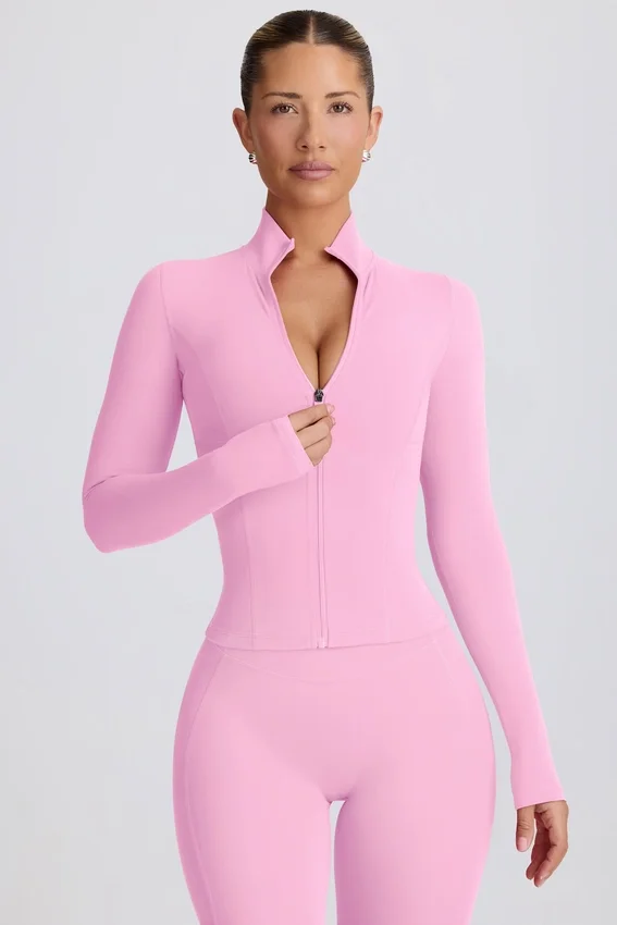 Μπουφάν Soft Active με φερμουάρ σε ροζ χρώμα Μπουφάν Soft Active με φερμουάρ σε ροζ χρώμα