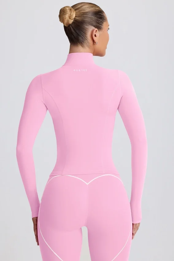 Μπουφάν Soft Active με φερμουάρ σε ροζ χρώμα Μπουφάν Soft Active με φερμουάρ σε ροζ χρώμα