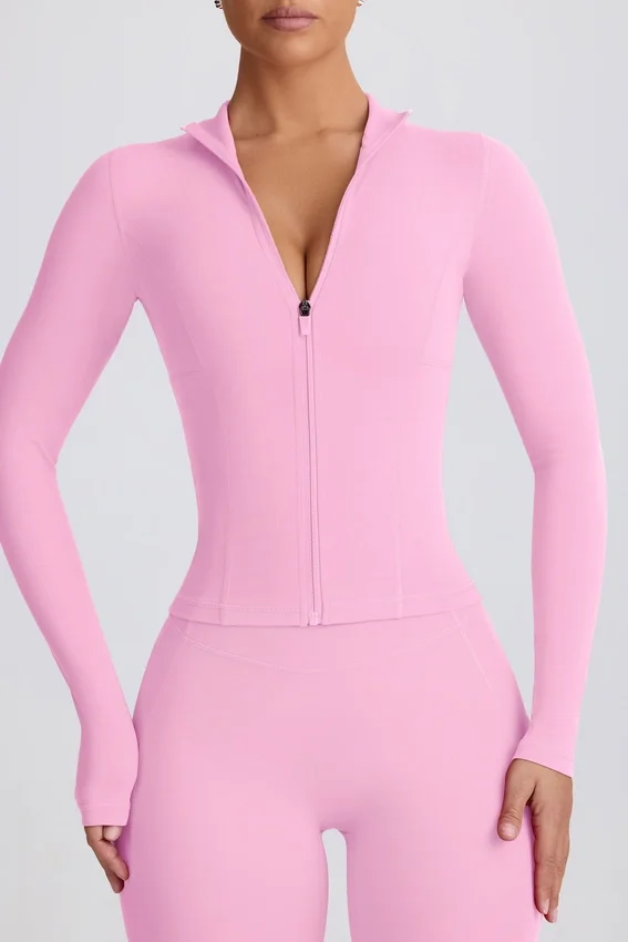 Μπουφάν Soft Active με φερμουάρ σε ροζ χρώμα Μπουφάν Soft Active με φερμουάρ σε ροζ χρώμα