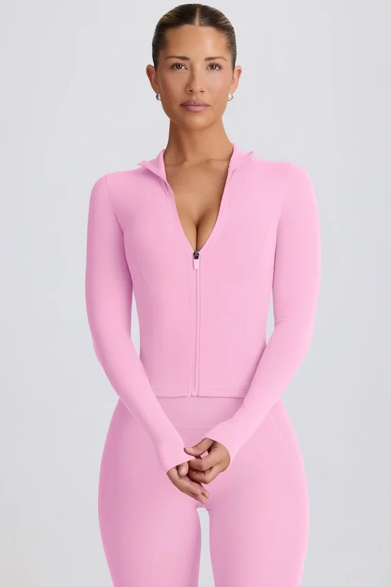 Μπουφάν Soft Active με φερμουάρ σε ροζ χρώμα Μπουφάν Soft Active με φερμουάρ σε ροζ χρώμα