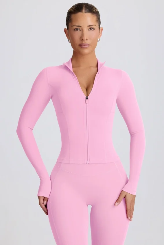 Μπουφάν Soft Active με φερμουάρ σε ροζ χρώμα Μπουφάν Soft Active με φερμουάρ σε ροζ χρώμα
