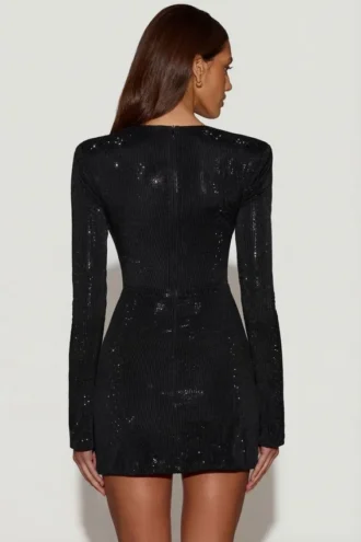 Nevina Διακοσμημένο ασύμμετρο μίνι φόρεμα bodycon σε μαύρο χρώμα