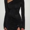 Nevina Διακοσμημένο ασύμμετρο μίνι φόρεμα bodycon σε μαύρο χρώμα Nevina Διακοσμημένο ασύμμετρο μίνι φόρεμα bodycon σε μαύρο χρώμα