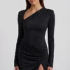 Nevina Διακοσμημένο ασύμμετρο μίνι φόρεμα bodycon σε μαύρο χρώμα Nevina Διακοσμημένο ασύμμετρο μίνι φόρεμα bodycon σε μαύρο χρώμα