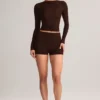 Noor Modal High-Rise Bodycon Σορτς σε χρώμα σοκολάτας