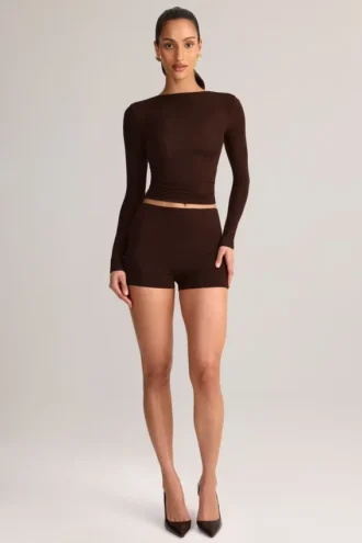 Noor Modal High-Rise Bodycon Σορτς σε χρώμα σοκολάτας