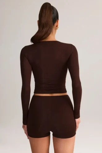 Noor Modal High-Rise Bodycon Σορτς σε χρώμα σοκολάτας