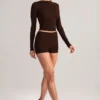 Noor Modal High-Rise Bodycon Σορτς σε χρώμα σοκολάτας