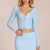 Odelia Lace Plunge Cardigan σε Powder Blue Odelia Lace Plunge Cardigan σε Powder Blue