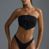 Oh Polly Μαγιό: HOTFIX Edition Embellished Scarf Bandeau Τοπ Μπικίνι σε μαύρο