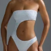 Oh Polly Swim: HOTFIX Edition Διακοσμημένο ολόσωμο Μαγιό με κοψίματα σε λευκό χρώμα
