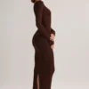 Ori Modal Peekaboo Φόρεμα Midi με μακριά μανίκια σε καφέ σοκολάτα Ori Modal Peekaboo Φόρεμα Midi με μακριά μανίκια σε καφέ σοκολάτα